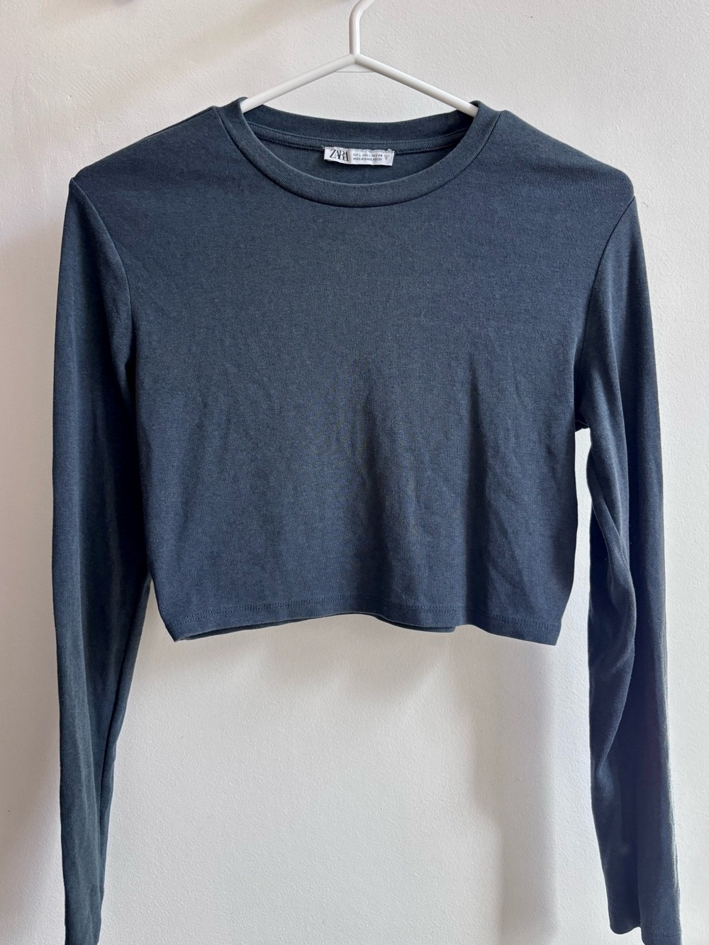 Zara Charcoal Long-Sleeve Cropped Tee